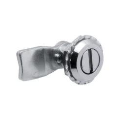 Cerradura de leva giratoria MS705-1-1 con chapa circular tipo desarmador, ideal para paneles y gabinetes. Mecanismo de ¼ de vuelta, fácil operación y durabilidad para uso industrial.