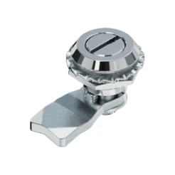 Cerradura de leva giratoria MS705-1-1 con chapa circular tipo desarmador, ideal para paneles y gabinetes. Mecanismo de ¼ de vuelta, fácil operación y durabilidad para uso industrial.