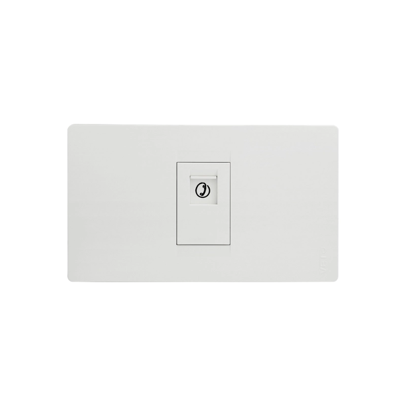 Jack teléfono RJ14 simple premium para dos líneas, 16 MHz / 10 Mbps, con bastidor metálico y garantía de 10 años. Blanco o Marfil.