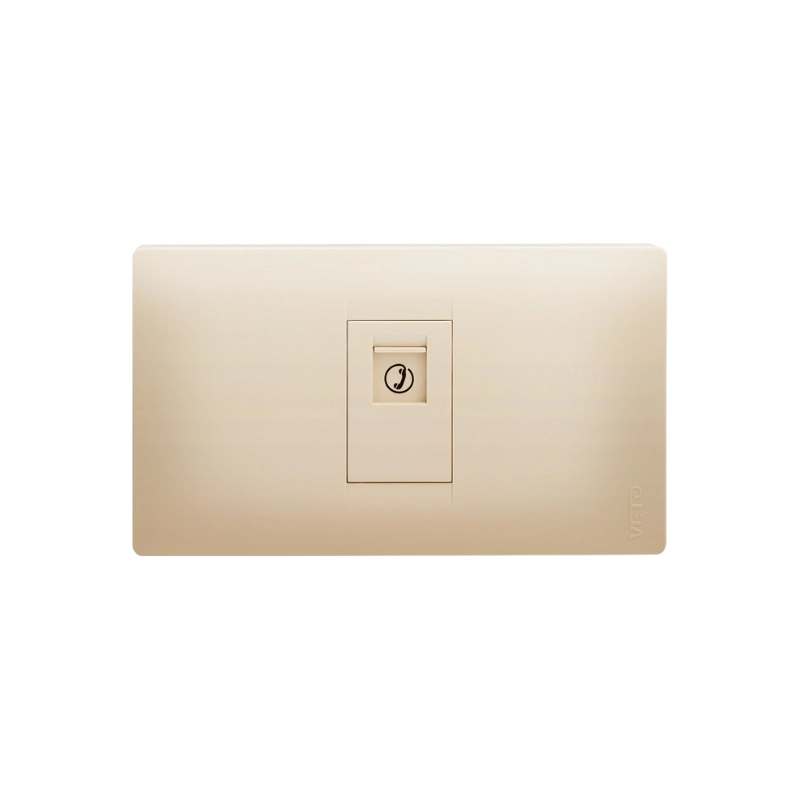 Jack teléfono RJ14 simple premium para dos líneas, 16 MHz / 10 Mbps, con bastidor metálico y garantía de 10 años. Blanco o Marfil.