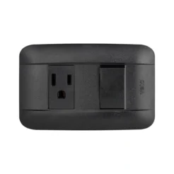 Interruptor mixto con luz piloto y tomacorriente americano en color Blanco, Marfil y Negro, diseño modular, 10 años de garantía y certificaciones.