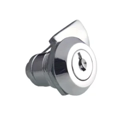 Chapa cilíndrica con bloqueo de seguridad MS405-1-1 para paneles y gabinetes. Cuerpo de aleación de zinc, perno de acero, acabado cromado y fácil instalación.