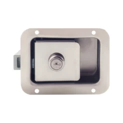 Chapa con llave inoxidable para puerta con mecanismo de ¼ de vuelta. Ideal para paneles y gabinetes que requieren seguridad y resistencia.