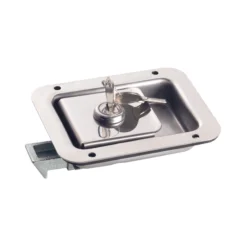 Chapa con llave inoxidable para puerta con mecanismo de ¼ de vuelta. Ideal para paneles y gabinetes que requieren seguridad y resistencia.