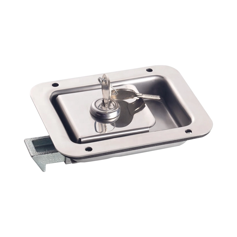 Chapa con llave inoxidable para puerta con mecanismo de ¼ de vuelta. Ideal para paneles y gabinetes que requieren seguridad y resistencia.