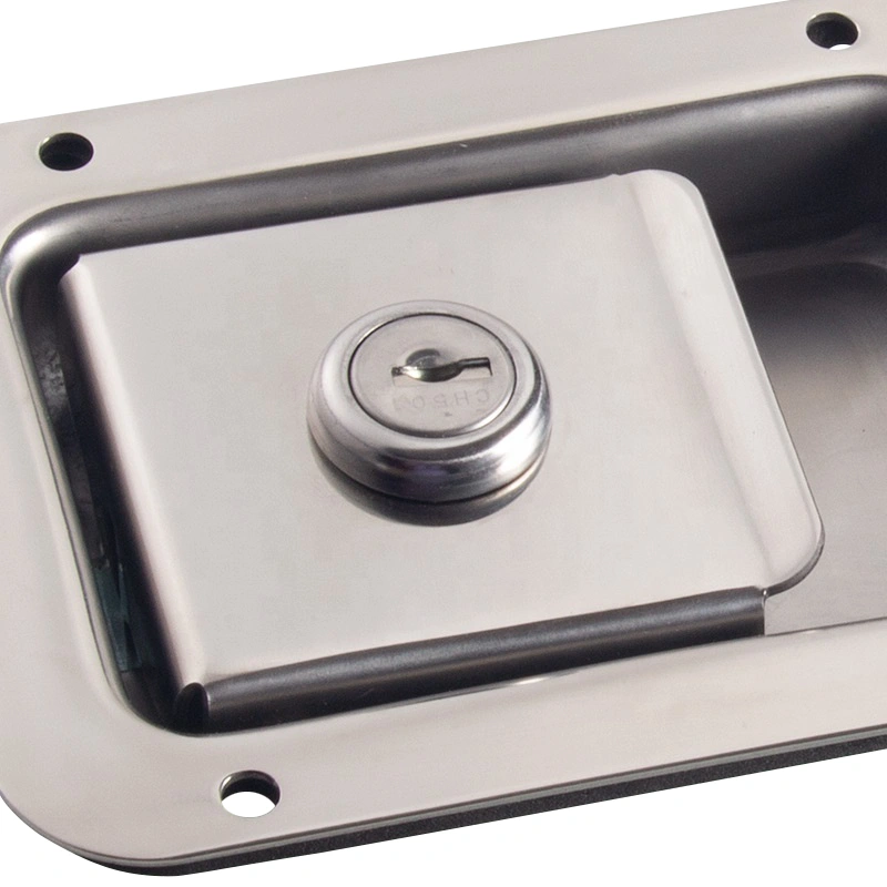 Chapa con llave inoxidable para puerta con mecanismo de ¼ de vuelta. Ideal para paneles y gabinetes que requieren seguridad y resistencia.