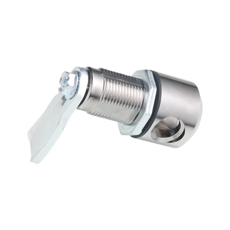 Cerradura de leva giratoria tipo quarter turn con portacandado, ideal para gabinetes y tableros que requieren cierre seguro y control de acceso.