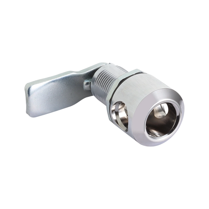 Cerradura de leva giratoria tipo quarter turn con portacandado, ideal para gabinetes y tableros que requieren cierre seguro y control de acceso.