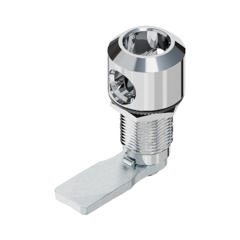 Cerradura de leva giratoria tipo quarter turn con portacandado, ideal para gabinetes y tableros que requieren cierre seguro y control de acceso.