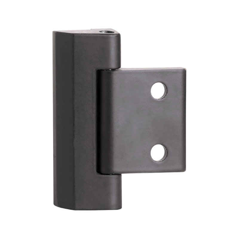 Bisagra negra de aleación con cuerpo giratorio. Ideal para puertas metálicas, paneles y gabinetes con operación suave y acabado resistente.