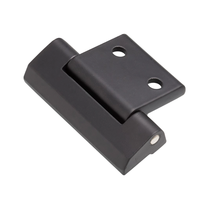 Bisagra negra de aleación con cuerpo giratorio. Ideal para puertas metálicas, paneles y gabinetes con operación suave y acabado resistente.